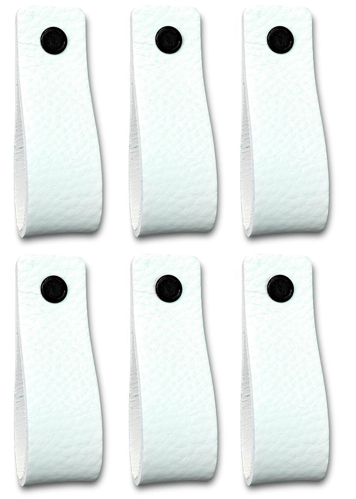 Brute Strength - Ledergriffe für Möbel - Weiss - 6 Stück - 16,5 x 2,5 cm - Schrankgriff, Türgriff fü