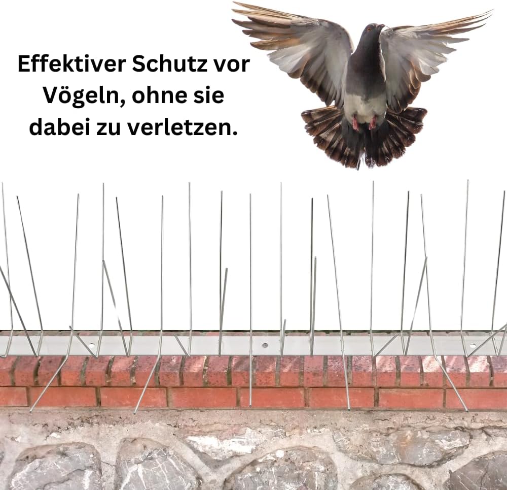 Profi Edelstahl Taubenspikes 6 Reihig - Effektive Taubenabwehr- Vogelabwehr Edelstahlleiste Spikes f