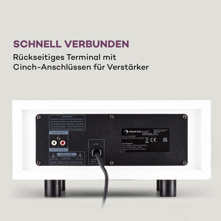 auna Two Hi-Fi Subwoofer mit Auto-Off, 80W RMS Subwoofer Passiv, HiFi-Lautsprecher Boxen für Heimkin