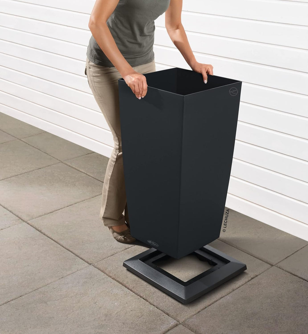 LECHUZA Rolluntersatz CUBICO 40 anthrazit metallic 13417 Anthrazit Metallic 41 x 41 x 4.5 cm Zubehör