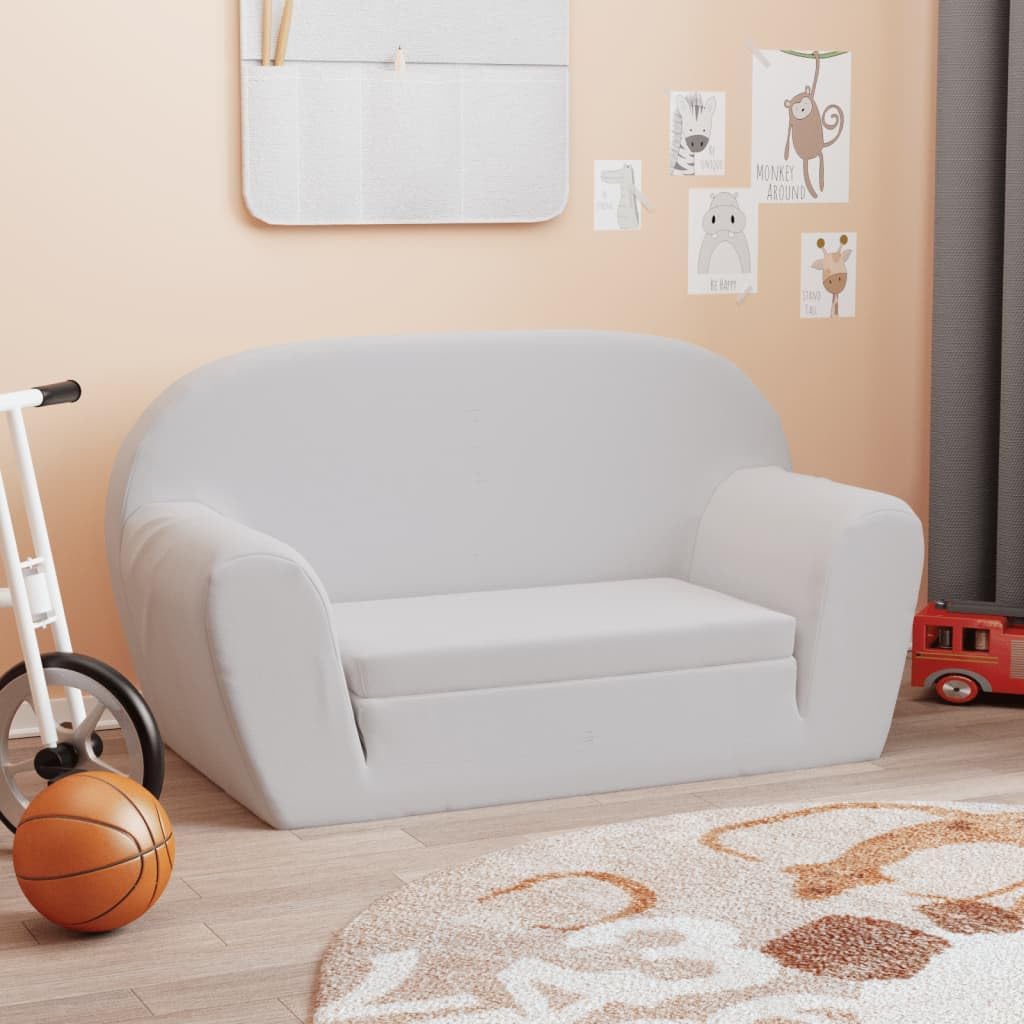 vidaXL Kindersofa mit Bettfunktion Sessel Schlafsofa Lounge Kinderzimmer Grau schlichtes Grau, schli