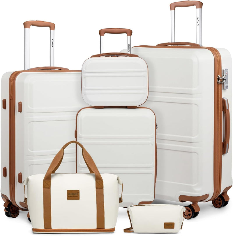 KONO Kofferset Reisekoffer Set Gepäcksets 6 Teilig, Koffer Set mit Beautycase Kosmetikkoffe mit Hand