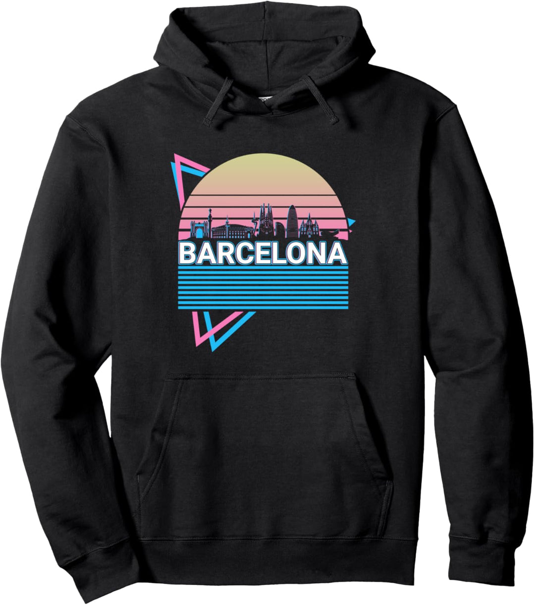 Barcelona City Skyline Stadtbild Retro Pullover Hoodie