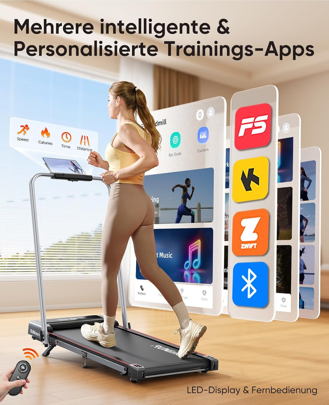 RUNIMON Laufband für Zuhause mit Steigung,6 IN 1 Walking Pad mit 7% Neigung,12km/h Laufband für Zuha