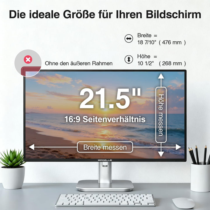 2er-Pack 21.5 Zoll Monitor Blickschutzfolie 16:9 Seitenverhältnis, Anti Blaulichtfilter, Anti Glare,