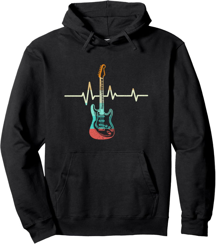 Rock Musikinstrument Gitarrist Bunter Herzschlag Gitarre Pullover Hoodie