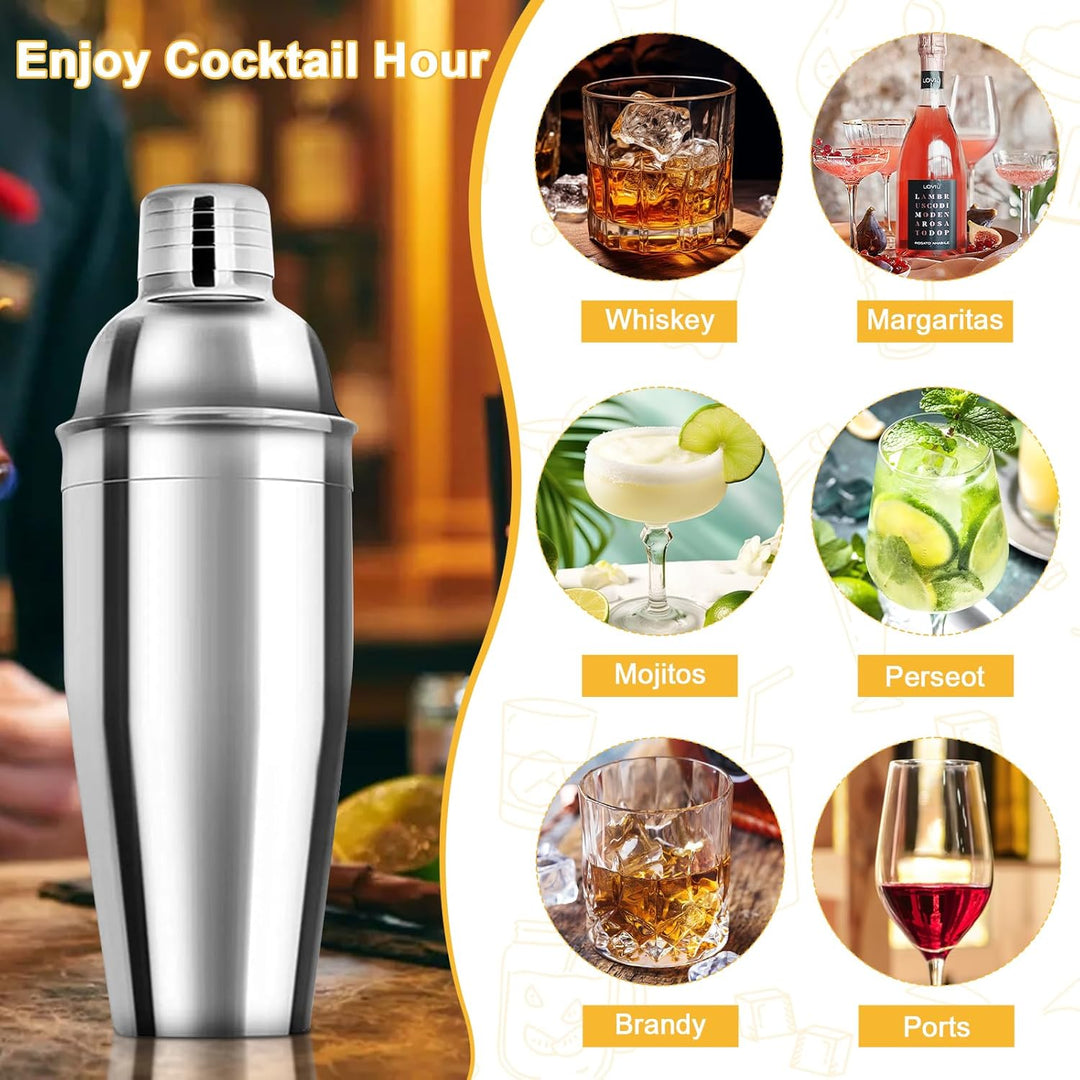 talifoca Cocktail Shaker Set, 8 Stück Edelstahl Cocktail Mix Set, 750 ML cocktail set, edelstahl sha