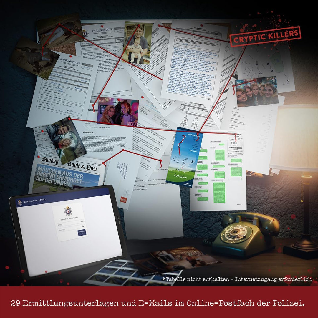 Cryptic Killers Detektivspiel - Cold Case - Mordfall lösen Spiel – Krimispiel für Erwachsene – Krimi