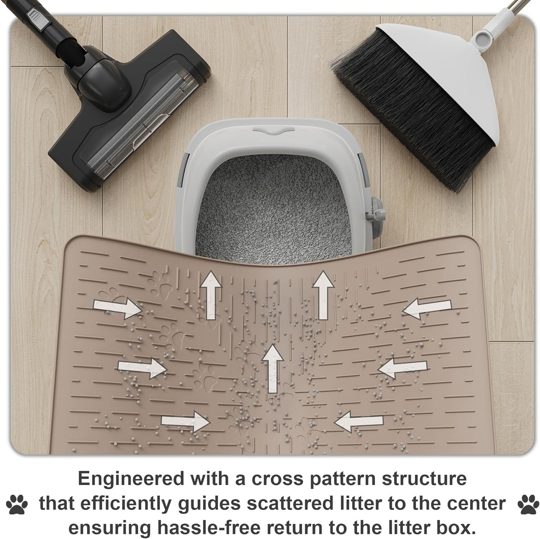 OHMO Katzenklo Matte aus Premium-Silikon 60 * 40 cm, wasserdicht und BPA-frei Katzentoilettenmatte,