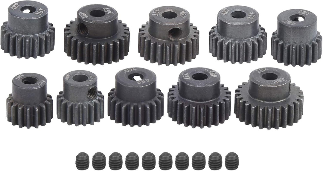 Dilwe RC Motor Gear, 10 Stück/Set 16T - 25T 7075 48P Stahl Motor Zahnrad Ritzel RC Zubehör Geeignet