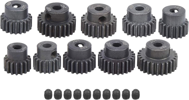 Dilwe RC Motor Gear, 10 Stück/Set 16T - 25T 7075 48P Stahl Motor Zahnrad Ritzel RC Zubehör Geeignet