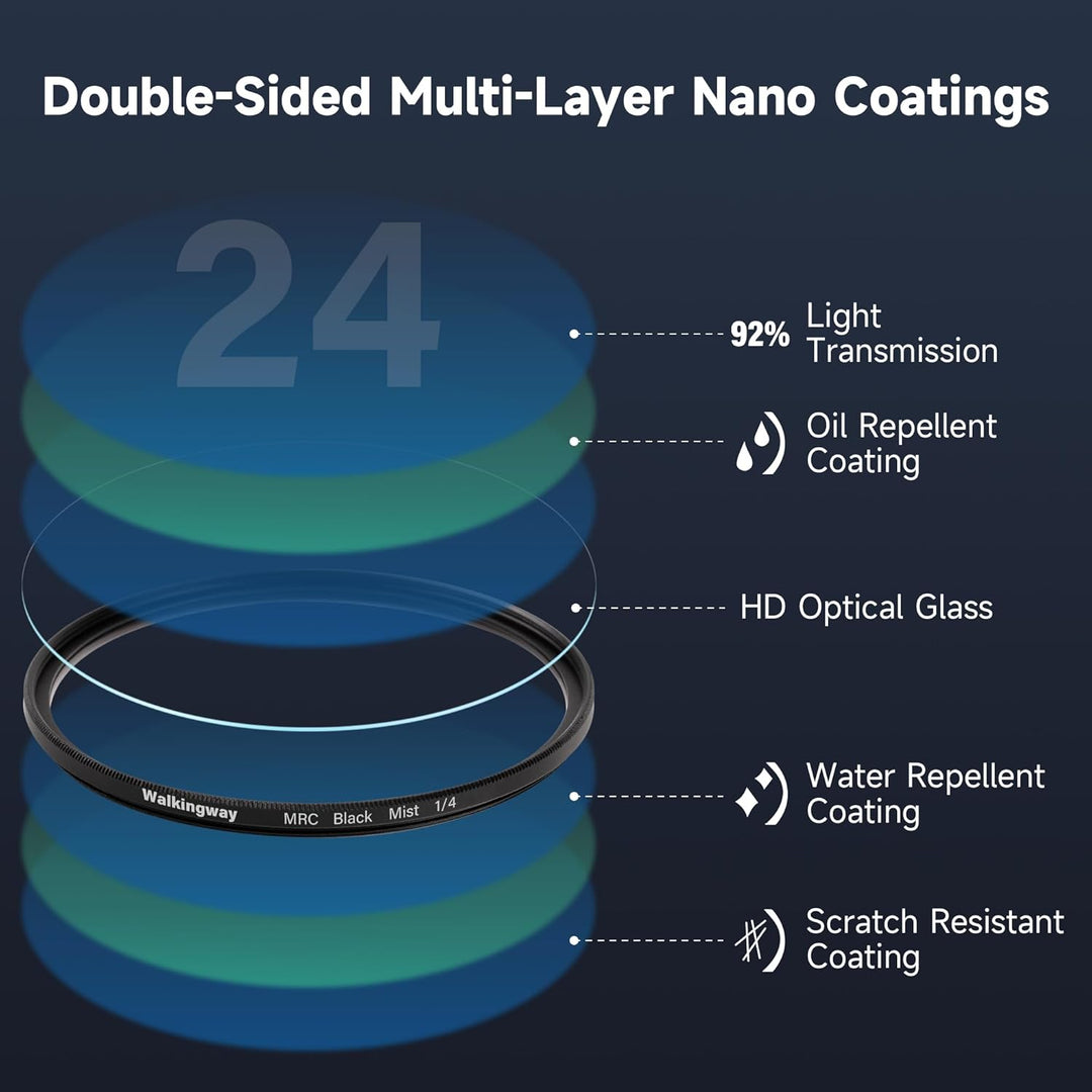 Walking Way Black Mist Filter 1/4 82MM Black Promist Diffusion Filter - Schwarze Leichter Diffusions