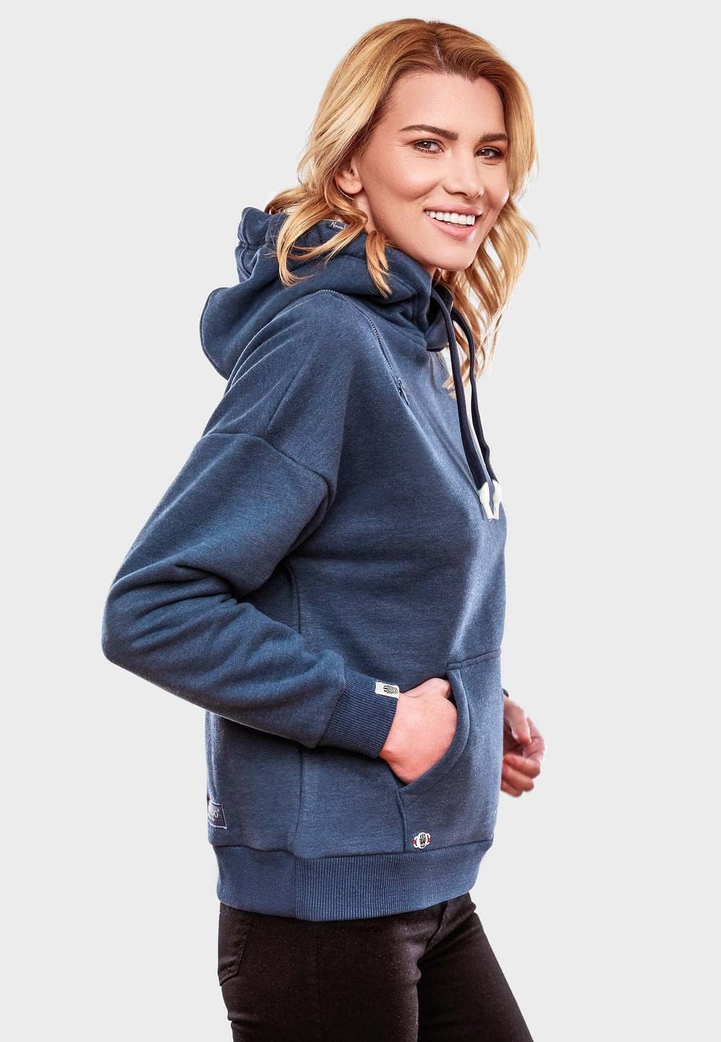 Navahoo Damen Sweatshirt Kapuzenpullover Hoodie Oversized Zuckerbärchen XS-XXL S Dusty Blue, S Dusty