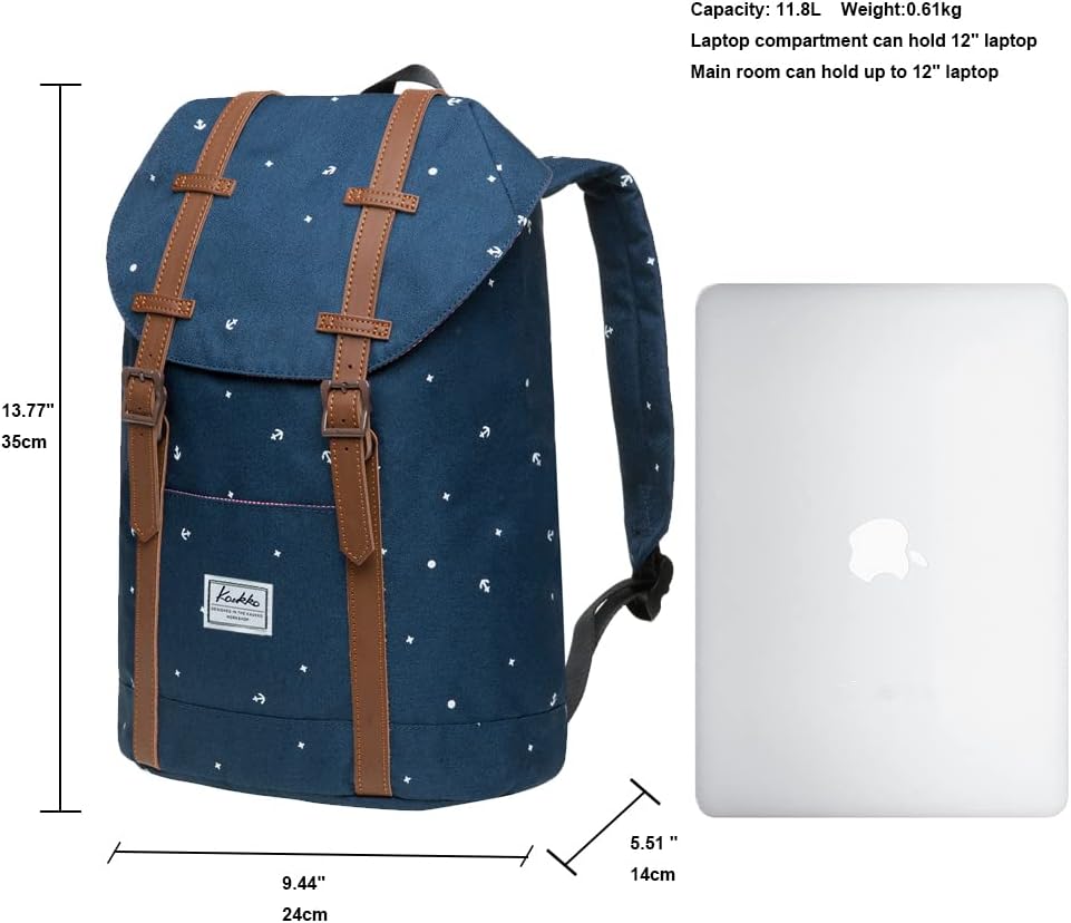 KAUKKO Rucksack Klein Damen Herren Schön und Praktisch Mini Daypack mit Laptopfach für 10" Notebook