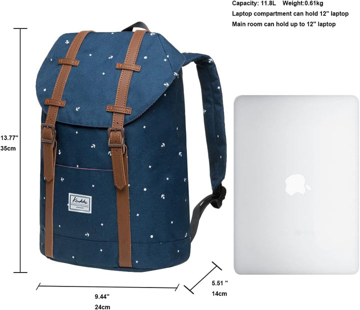 KAUKKO Rucksack Klein Damen Herren Schön und Praktisch Mini Daypack mit Laptopfach für 10" Notebook