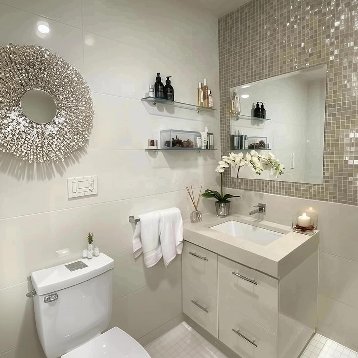 bijon Glasregal Glasablage Wandregal Glas Bad-Regal Glas Badezimmer Regal Badablage Ablageregal - 8m