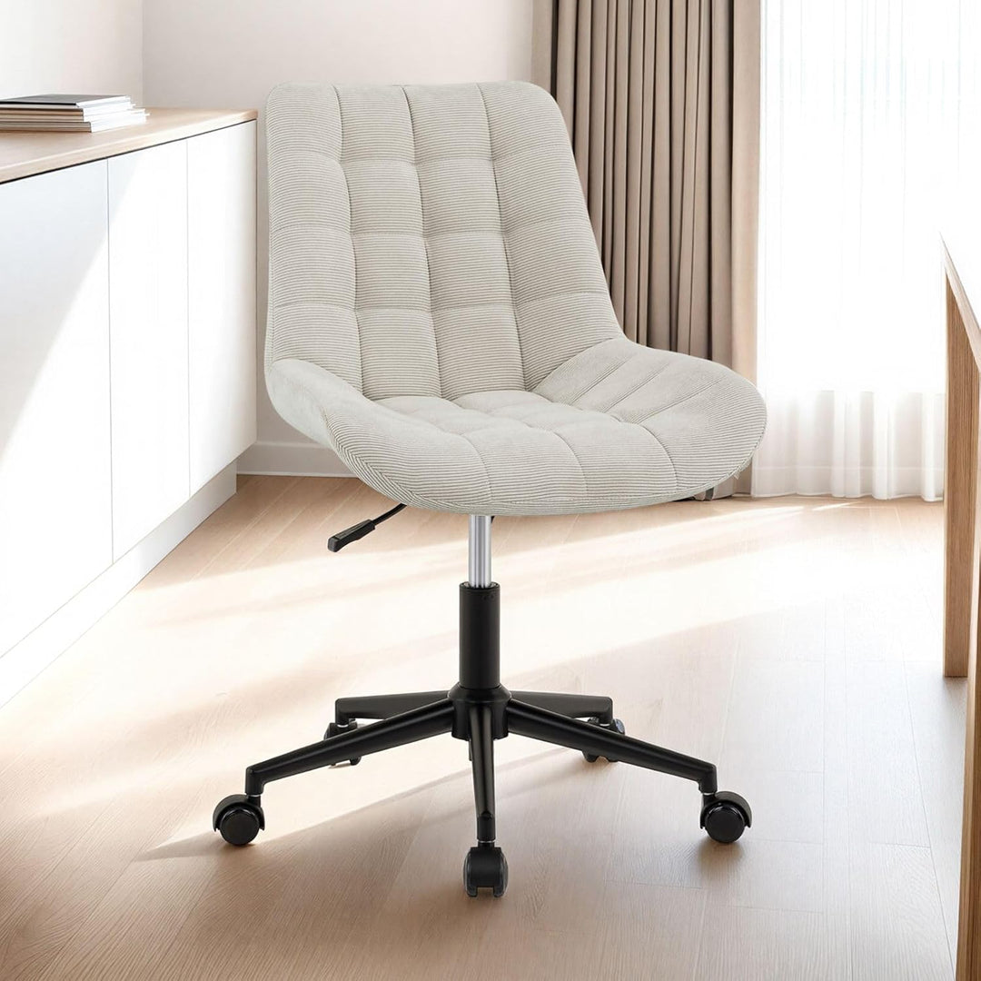 IDIMEX Drehstuhl VASILO höhenverstellbar, Beige - Bürostuhl mit Metallgestell in schwarz, drehbarer