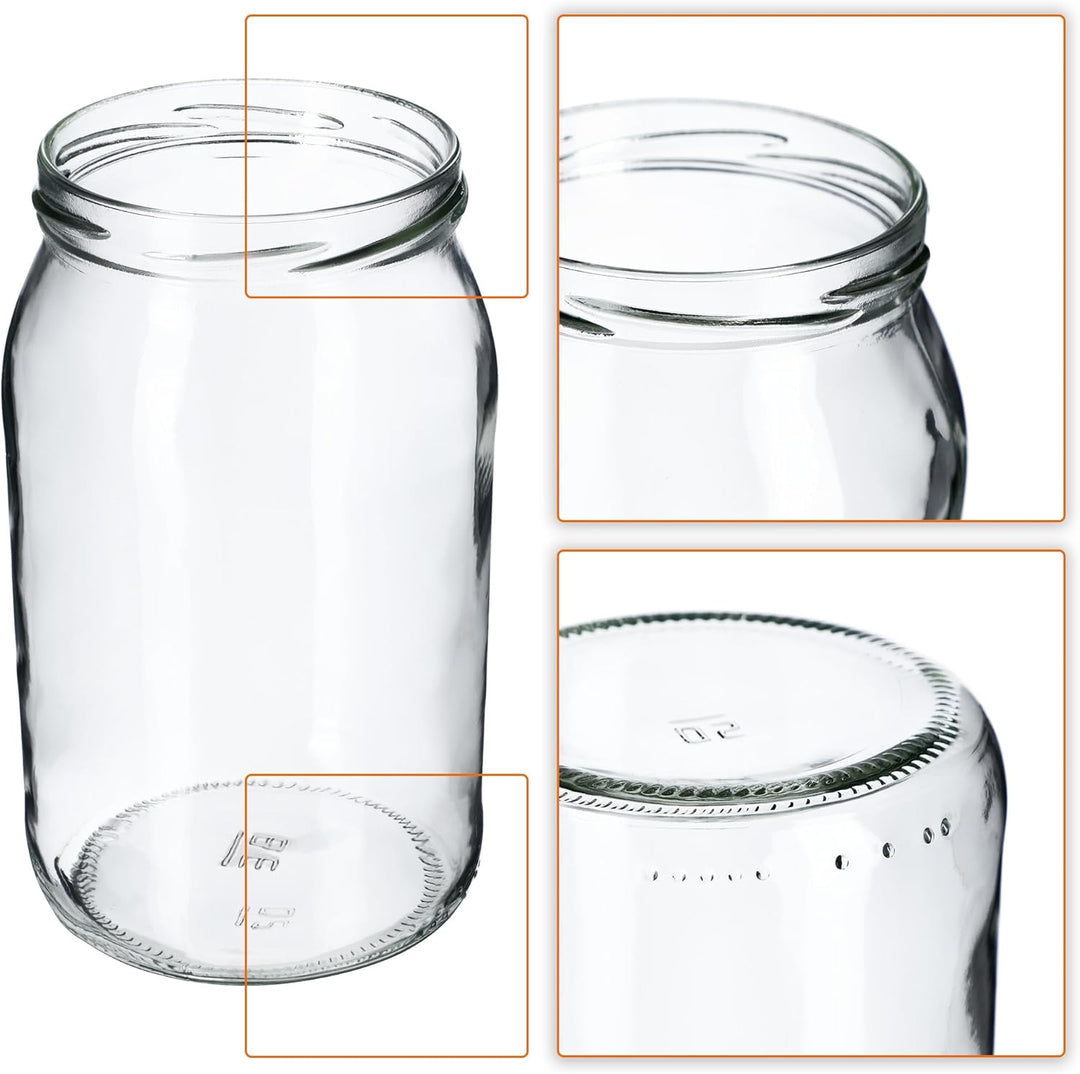 KADAX Einmachgläser 760ml TO82, Grosse Sturzgläser mit Schraubdeckel, Einkochgläser Fermentierglas f