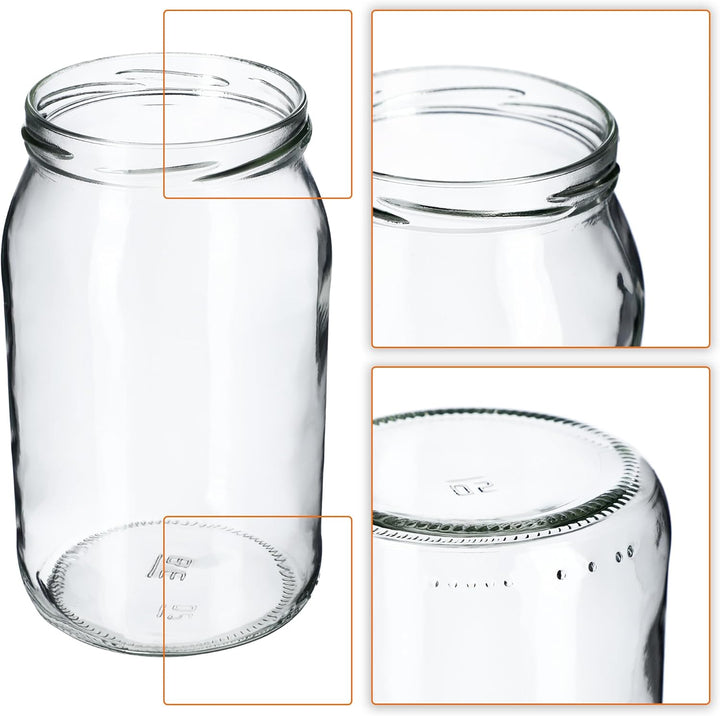 KADAX Einmachgläser 760ml TO82, Grosse Sturzgläser mit Schraubdeckel, Einkochgläser Fermentierglas f