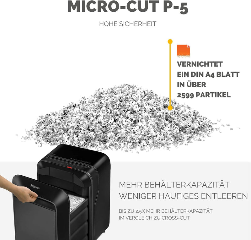 Fellowes 15 Blatt Aktenvernichter High Security (P5), Papierschredder für Büro, Powershred LX211, Mi