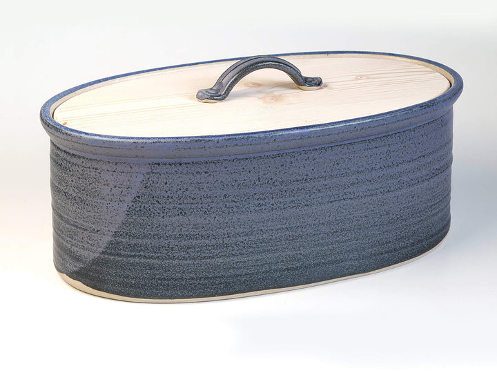 Brottopf – Oval, blau-schattiert, Keramik/Holz, eine Variante der