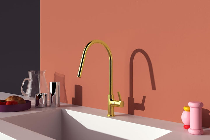 Ideal Standard – Gusto Küchenarmatur, Hoher Auslauf mit zylindrischem Querschnitt, mit FirmaFlow Kar