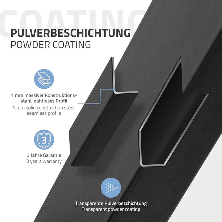 ECD Germany 2er Set Tischbeine A-Form A-Design 70x72cm, Anthrazit, aus pulverbeschichtetem Stahl, In