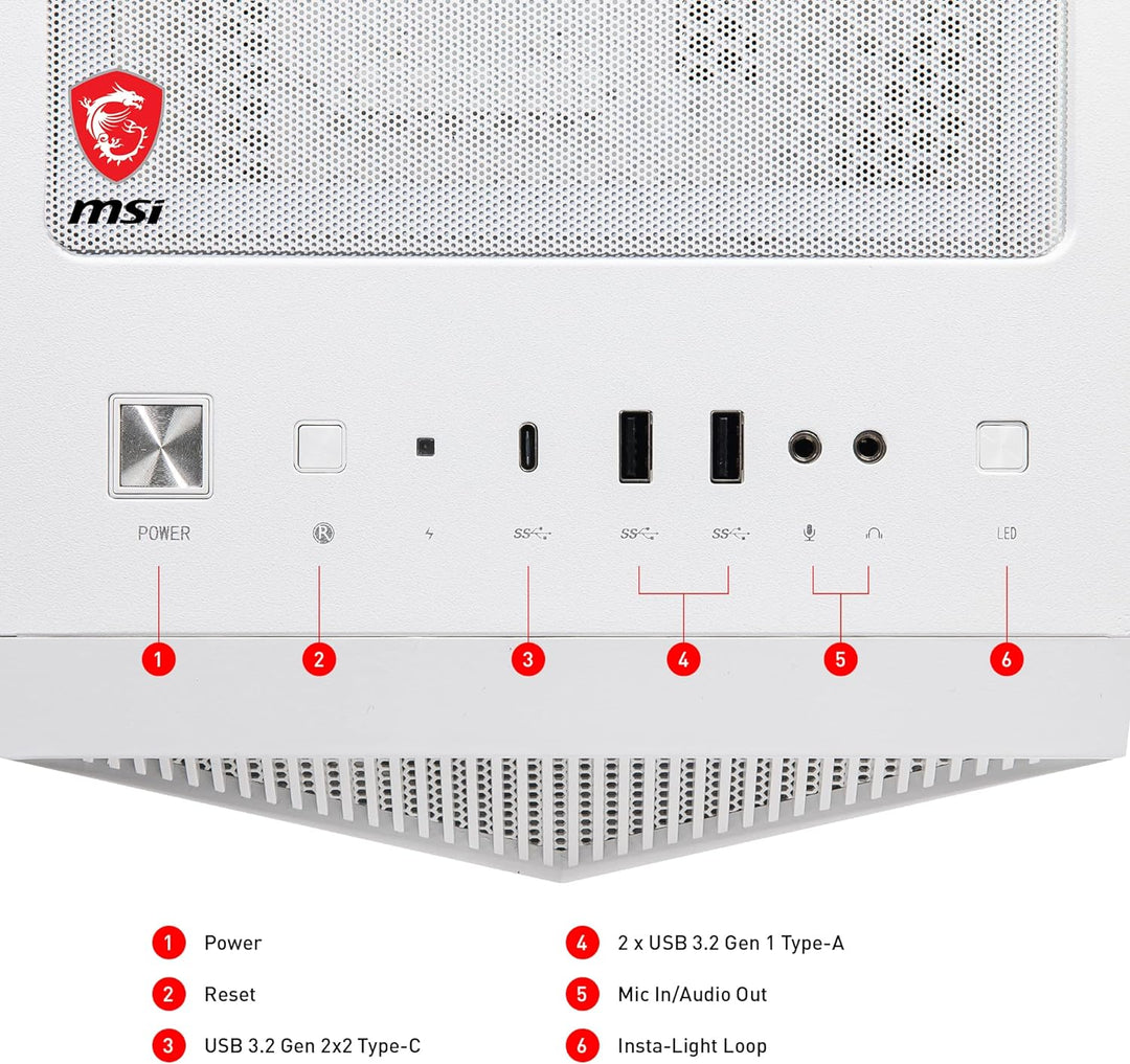 MSI MPG GUNGNIR 110R WHITE Mid-Tower PC Gehäuse - Gehärtetes Glas, unterstützt ATX, M-ATX, Mini-ITX,