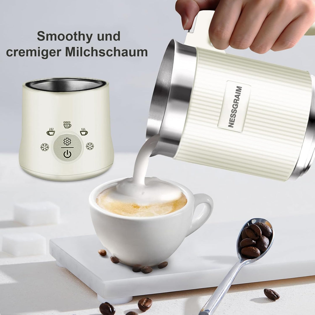 Milchaufschäumer Elektrisch Induktion 5-in-1, Milchschäumer Spülmaschinenfest mit Kakao Funktion für