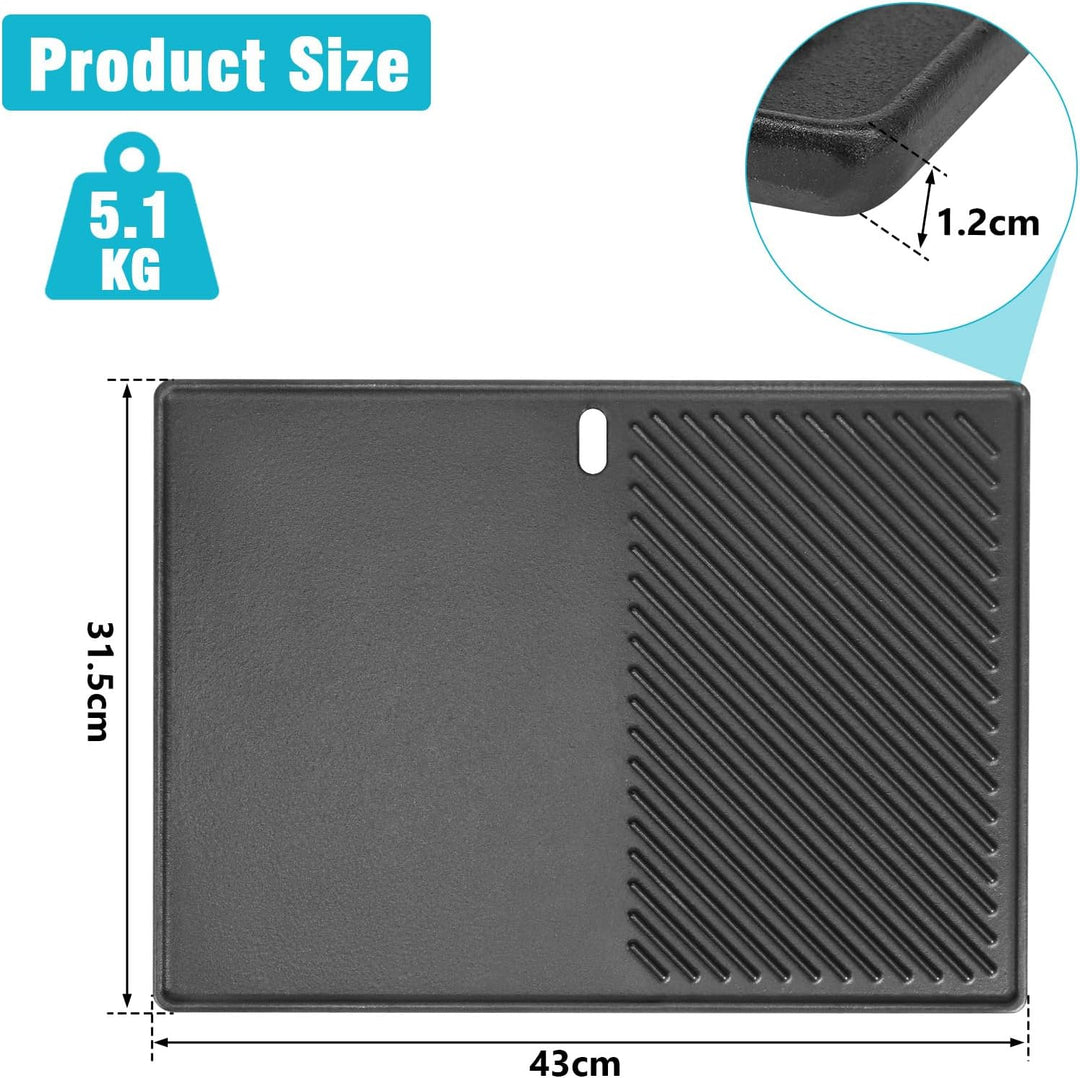 43 x 31,5CM Gusseisen Grillplatte für Landmann Triton 3 & 4 Brenner, Enders Monroe PRO 4, Enders Bos
