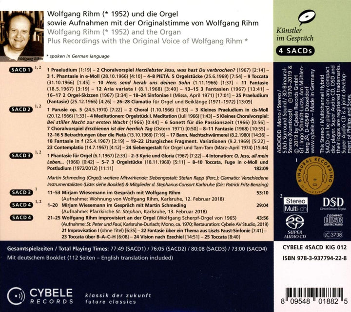 Wolfgang Rihm und die Orgel, Audio-CD