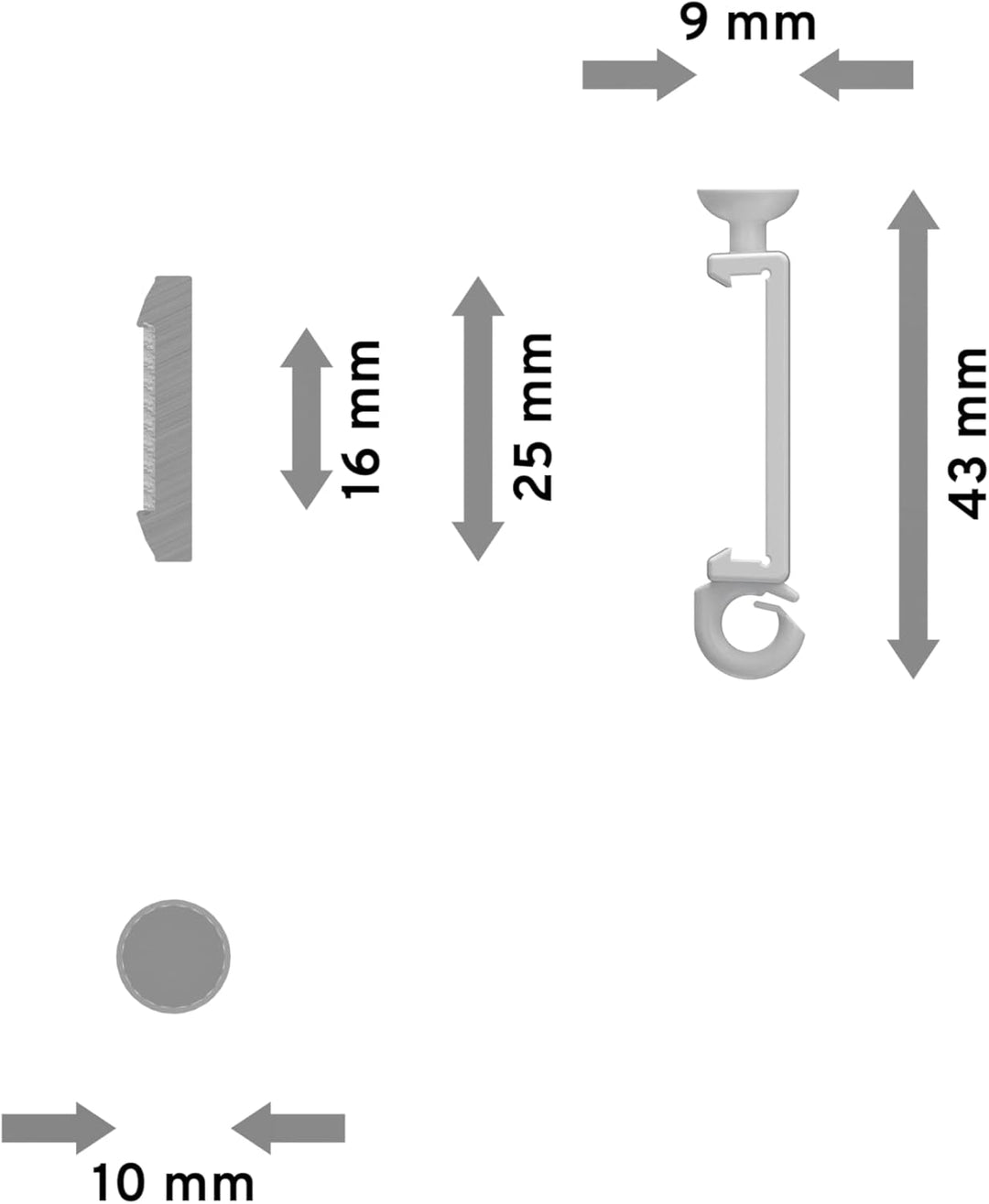 INTERDECO Paneelwagen (2 Sets) Weiss, Aluminium mit Klettband für Gardinenschienen, Easyslide, 80 cm