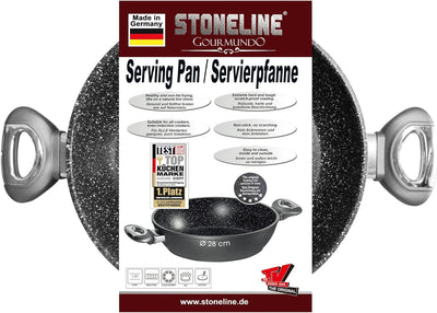 STONELINE® Gourmundo Made in Germany Servierpfanne 28 cm, auch für öl- und fettfreies Braten, Kratzf