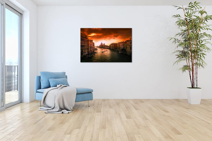 deyoli Flusslauf in Venedig Format:90x60 cm als Leinwandbild, Motiv fertig gerahmt auf Echtholzrahme