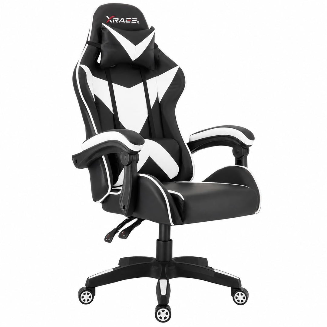 xRace Gaming Stuhl, Bürostuhl, Ergonomischer Pc Stuhl, aus Leder mit Lendenwirbelstütze, Verstellbar