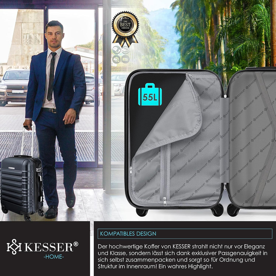 KESSER® Handgepäck Reisekoffer Hartschalen-Koffer Inkl. Kofferwaage + Gepäckanhänger Trolley Gepäck