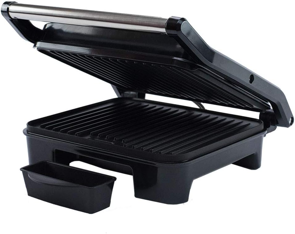 Elta Edelstahl Kontaktgrill KG-201 ( 2000 Watt, Edelstahl, Fettablaufsystem, stufenlos regelbar, Coo