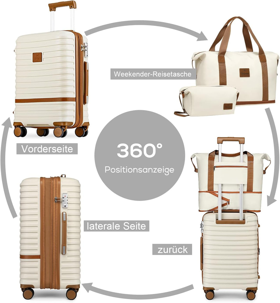 Joyway Koffer Reisekoffer von ABS Hartschalen Erweiterbar Trolley Kofferset mit TSA Schloss und 4 Ro