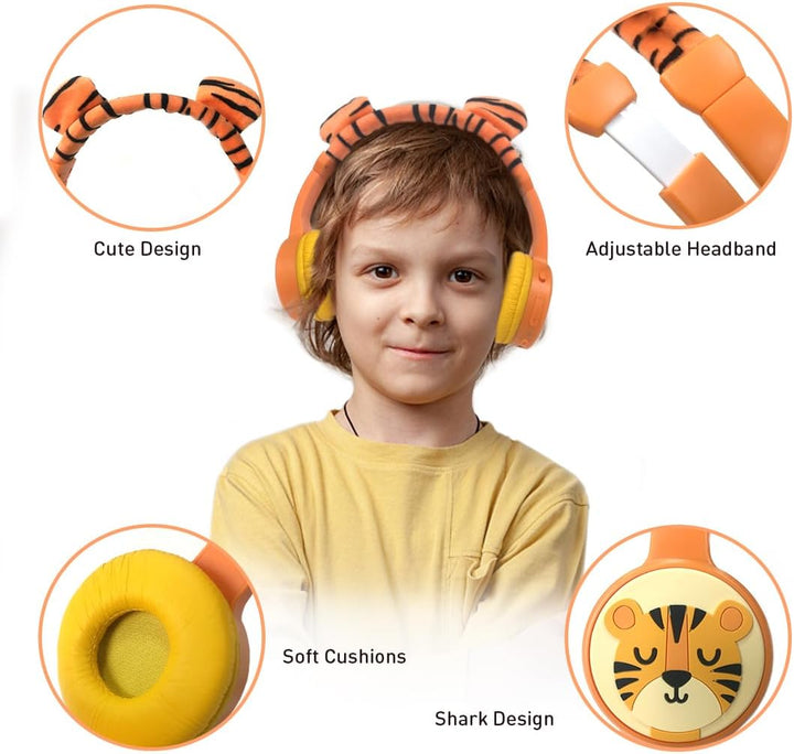 Bluetooth Kopfhörer Kinder, Kinder Kopfhörer mit Kabel, Mikrofon, 85dB Lautstärkebegrenzung, 3.5mm J