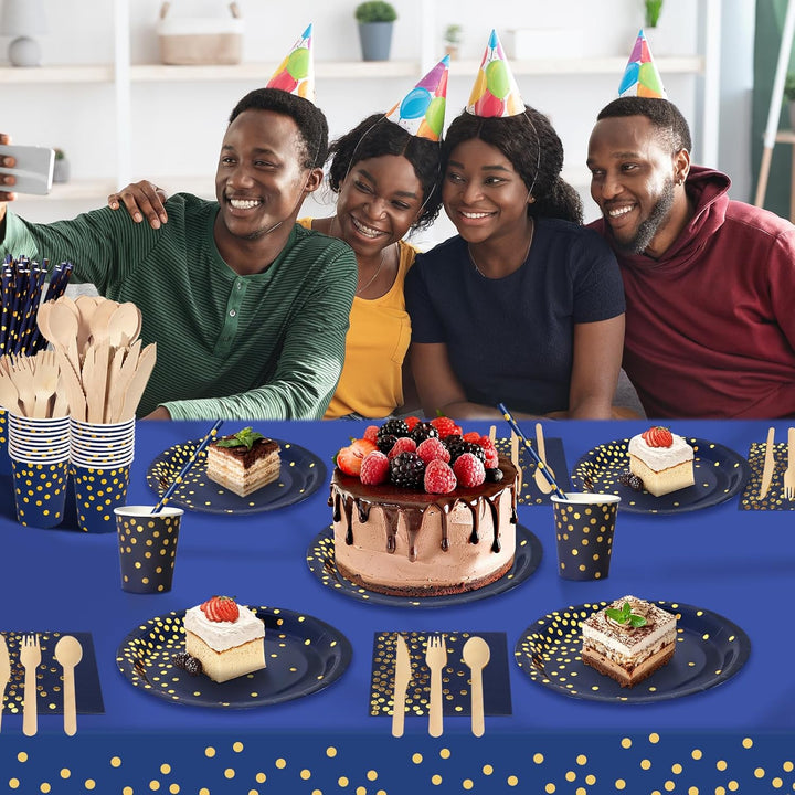 Partygeschirr Kindergeburtstag 193 Stück Dunkelblau Partyteller Geburtstag Mädchen Party Papier Set