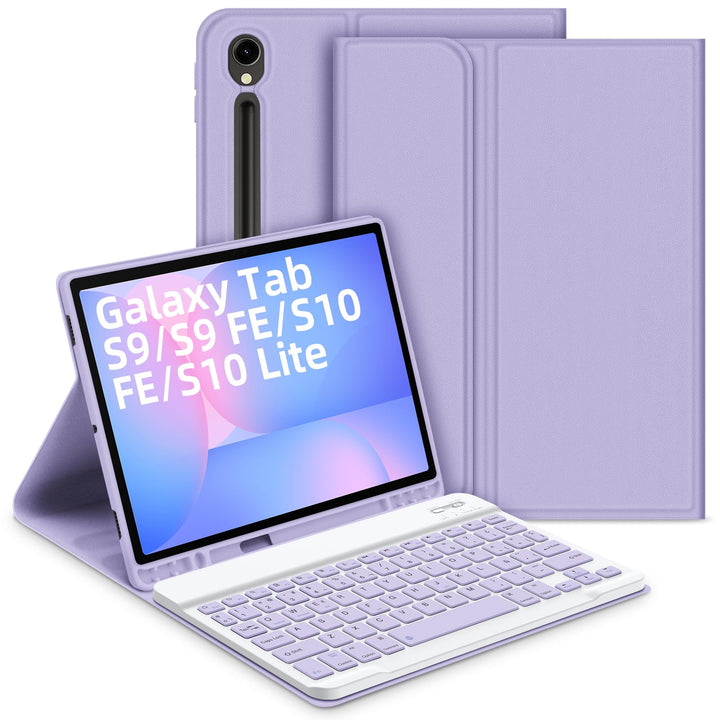 Bettdow für Samsung Galaxy Tab S9 FE/S9 2023 Tastatur Hülle, Lila (Spanisch), Lila