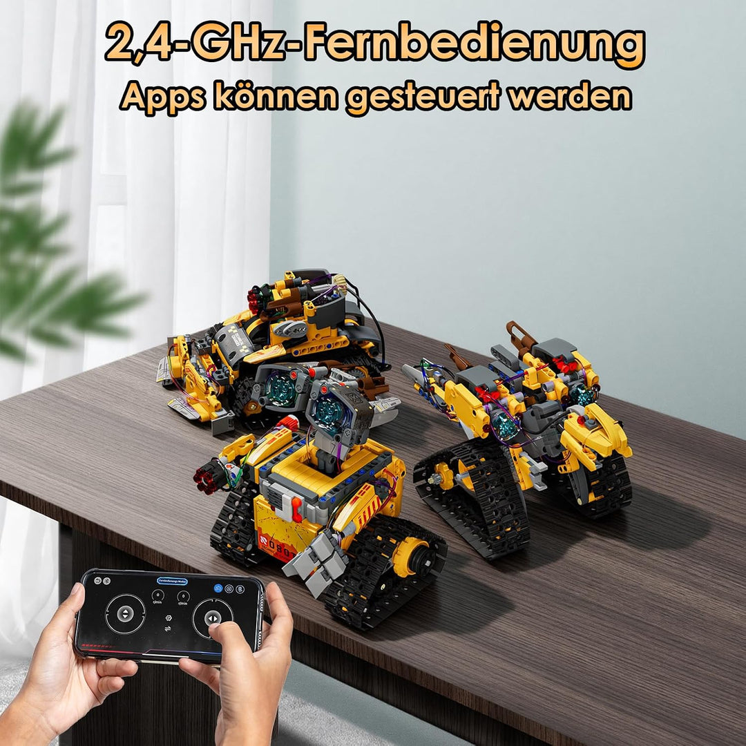 ZWOOS Technik Roboter Kinder Bauspielzeug,5-in 1 Programmierbarer Roboter Bausatz mit App &amp; Fernsteu