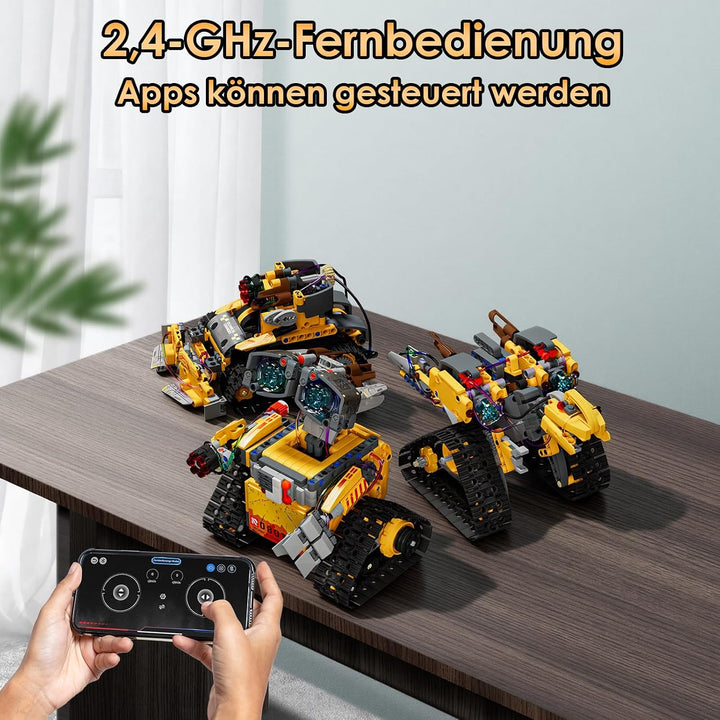 ZWOOS Technik Roboter Kinder Bauspielzeug,5-in 1 Programmierbarer Roboter Bausatz mit App &amp; Fernsteu