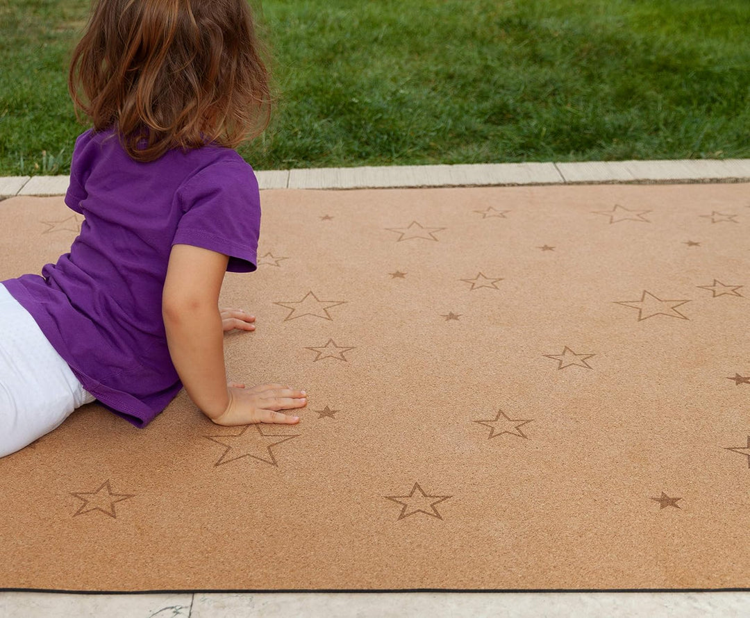 Secoroco Spielmatte aus Kork. Schadstofffreie Krabbelmatte für Babys und Kinder. Sterne 160x110 cm 1