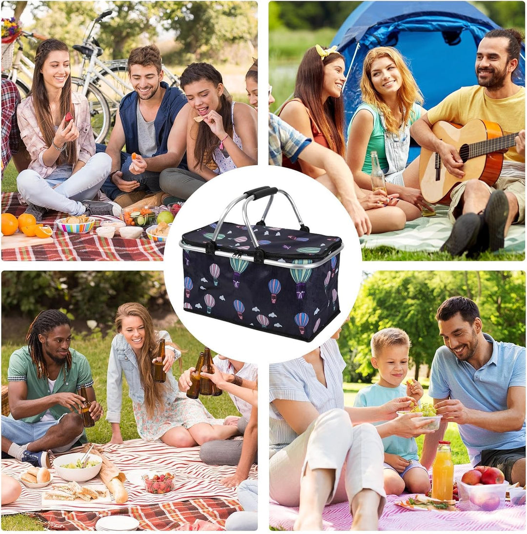 Korb für Picknick, Strandpicknickkorb | 30L tragbarer Outdoor-Picknickkorb,Oxford-Stoff-Picknicktasc