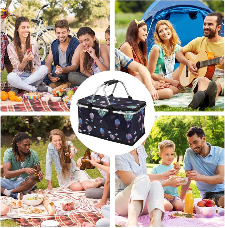 Korb für Picknick, Strandpicknickkorb | 30L tragbarer Outdoor-Picknickkorb,Oxford-Stoff-Picknicktasc
