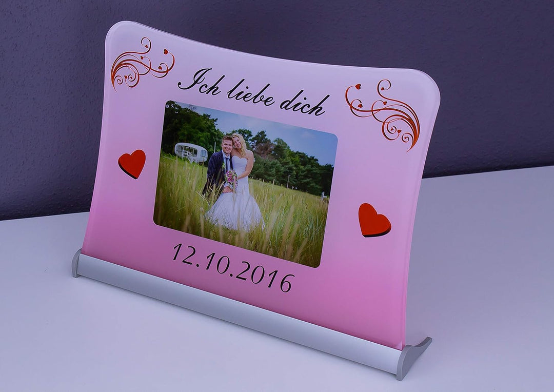 Acrylglas Schild"Ich liebe dich", mit persönlichem Fotodruck auf 6 mm Glas/personalisierbar Uv-druck