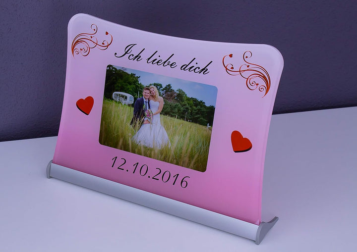 Acrylglas Schild"Ich liebe dich", mit persönlichem Fotodruck auf 6 mm Glas/personalisierbar Uv-druck
