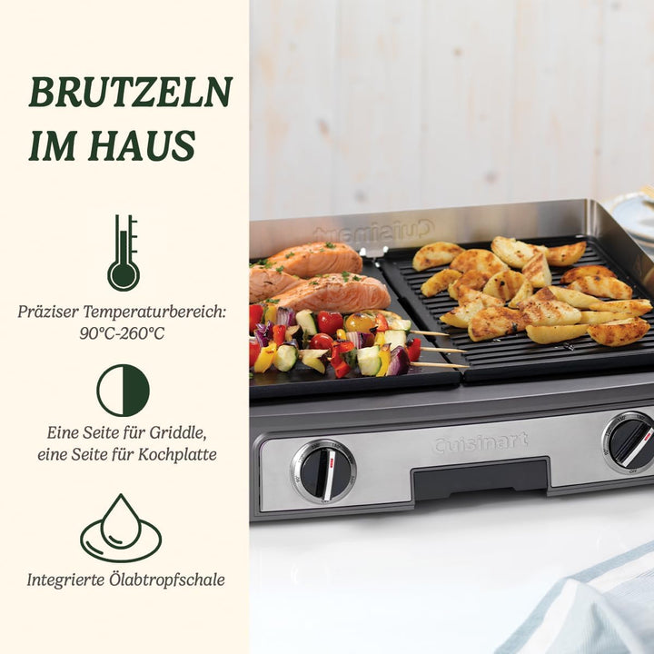 Cuisinart Plancha BBQ Elite Tischgrill mit austauschbaren Grill und Plancha Platten, Platten lassen