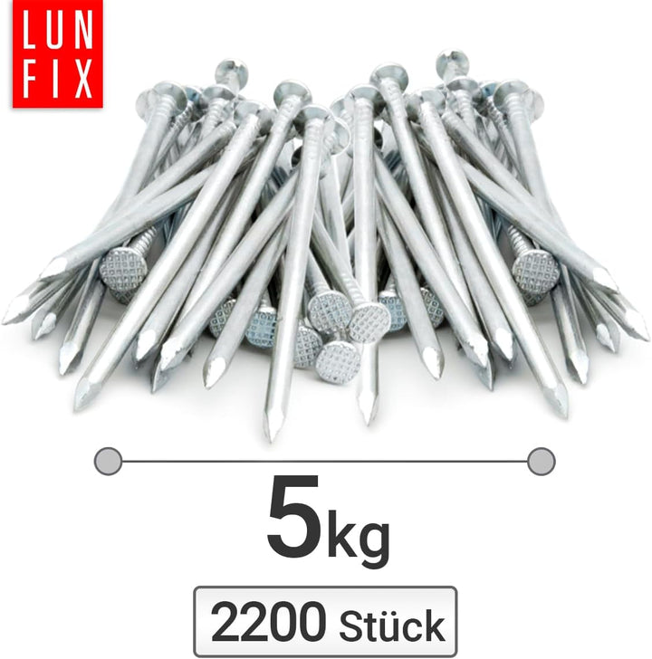 Stahlnägel 2,5 x 60 mm - 5kg (ca. 2200 stk.) – verzinkt, mit Senkkopf, 60mm lang (2.4"), Drahtstifte